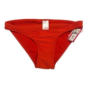 Xhilaration Women Orange Ribbed Cheeky Bikini Bottom Size Large